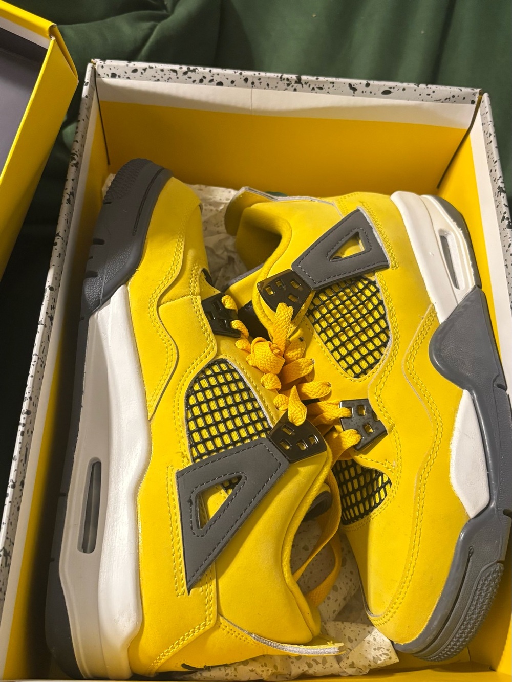 Jordan Kids Yellow and Gray Retro 4 Sneakers